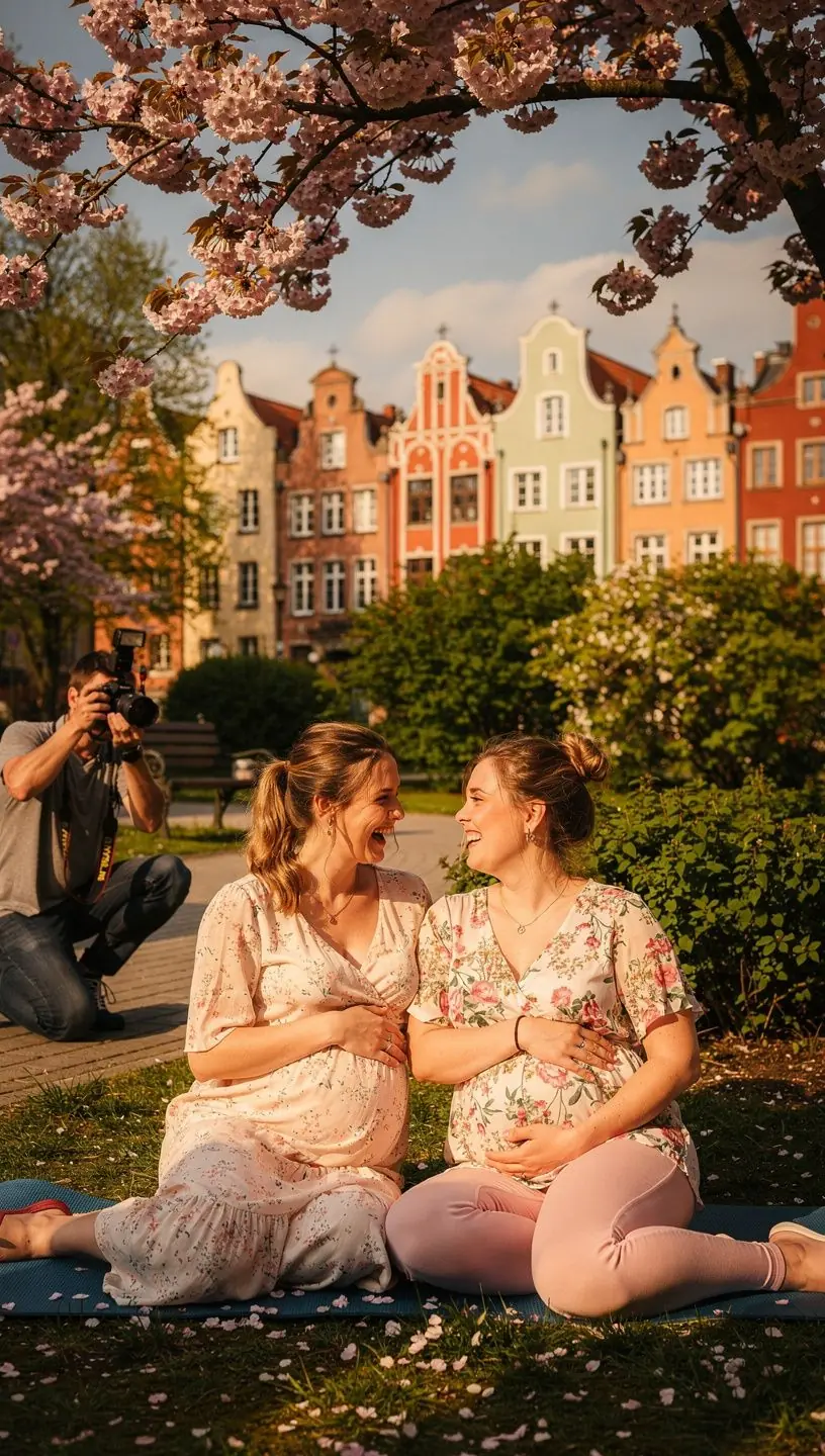 Zbliżenie na ręce ciężarnej kobiety wykonującej ćwiczenie oddechowe.