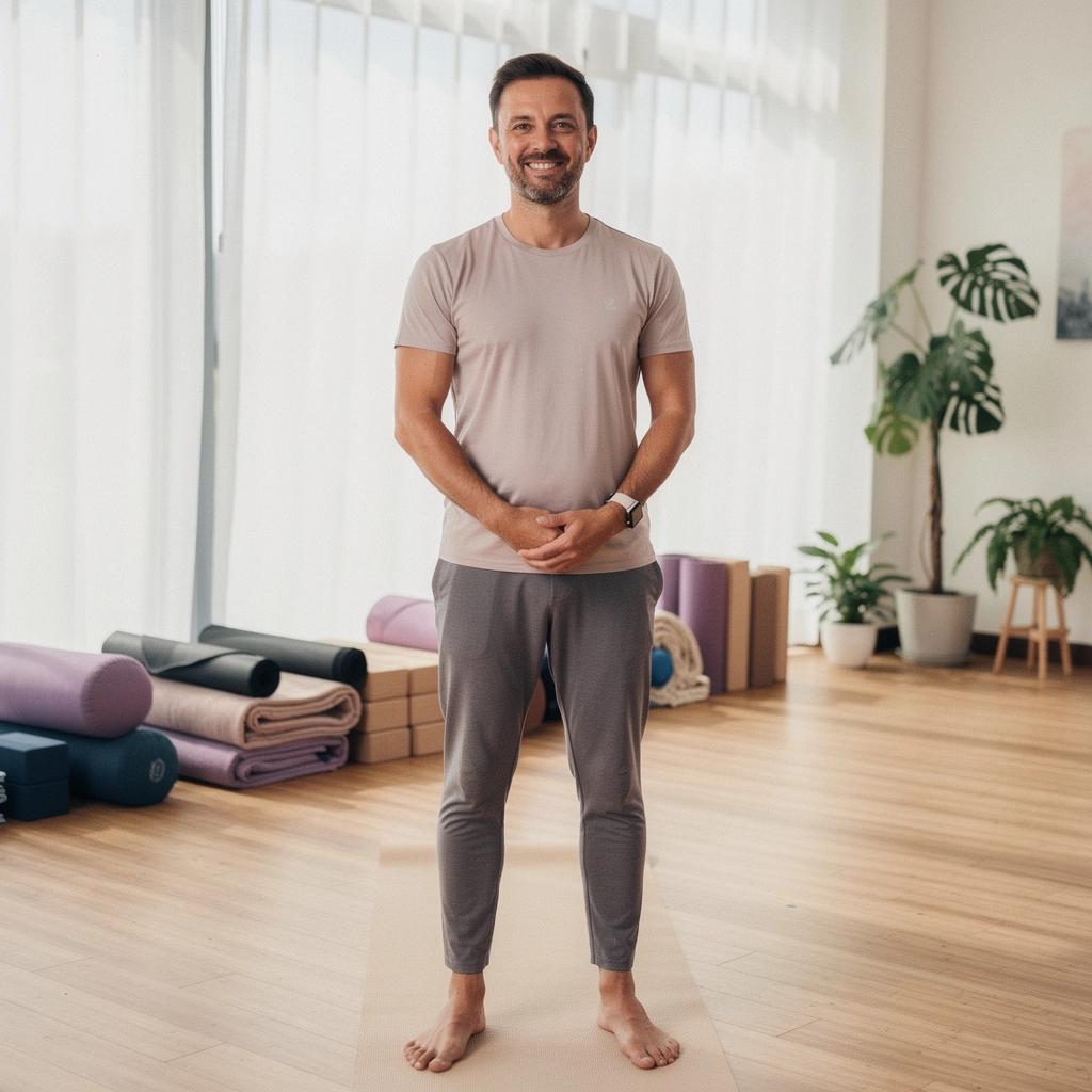 Kobieta w ciąży wykonująca asanę jogi w spokojnym otoczeniu, promieniującą radością i zdrowiem.